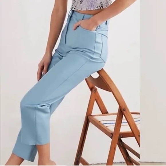 Aritzia Wilfred Melina Super High Rise Pant Ankle Dune Blue Faux Leather sz 2 - Picture 2 of 15